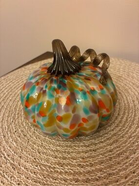 Hand-Blown Confetti Glass Pumpkin - Multicolor